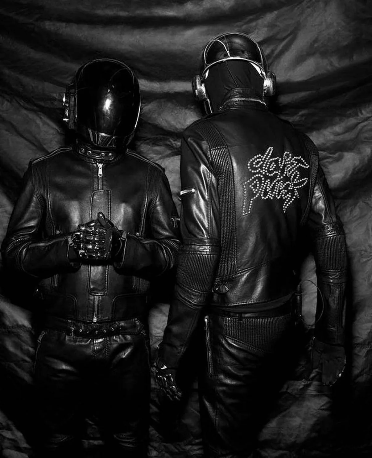 Daft Punk in Dior Homme leather, in black and white