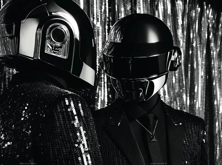 Daft Punk in sequined Saint Laurent tuxedos, Dazed & Confused, 2013