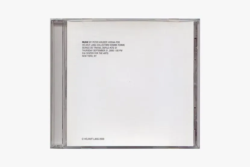 Helmut Lang – Séance de Travail Défilé # ÉTÉ 01 (Invitation & Artwork Layout, September 2000) / Music by Peter Kruder