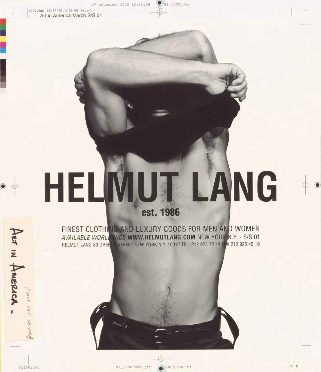 Helmut Lang Collection Hommes Femmes Séance de Travail # Été 01, photography by Elfie Semotan (2000)