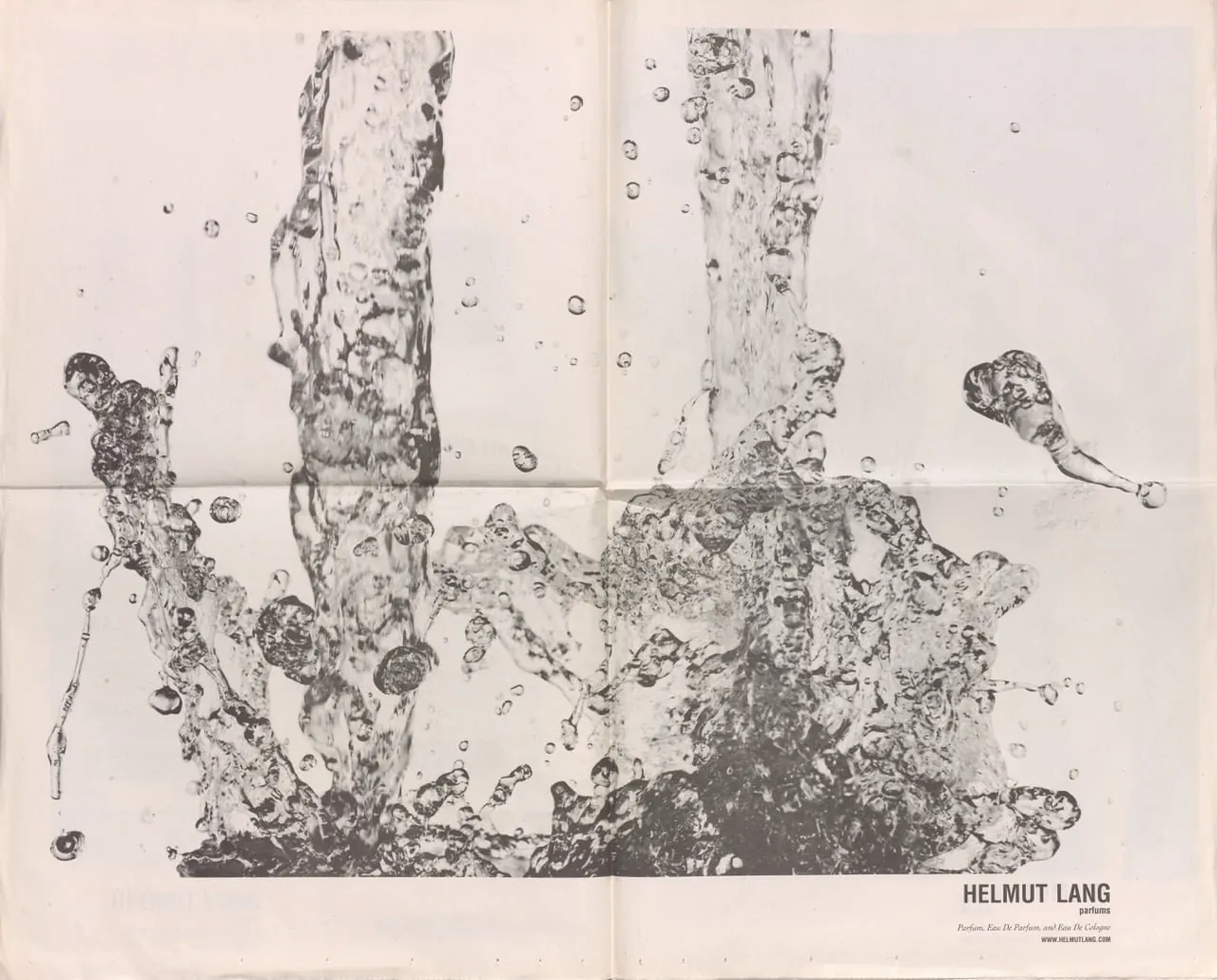 Helmut Lang Parfums – Splash campaign advertisement, photography by Larry L. Miller (2001)